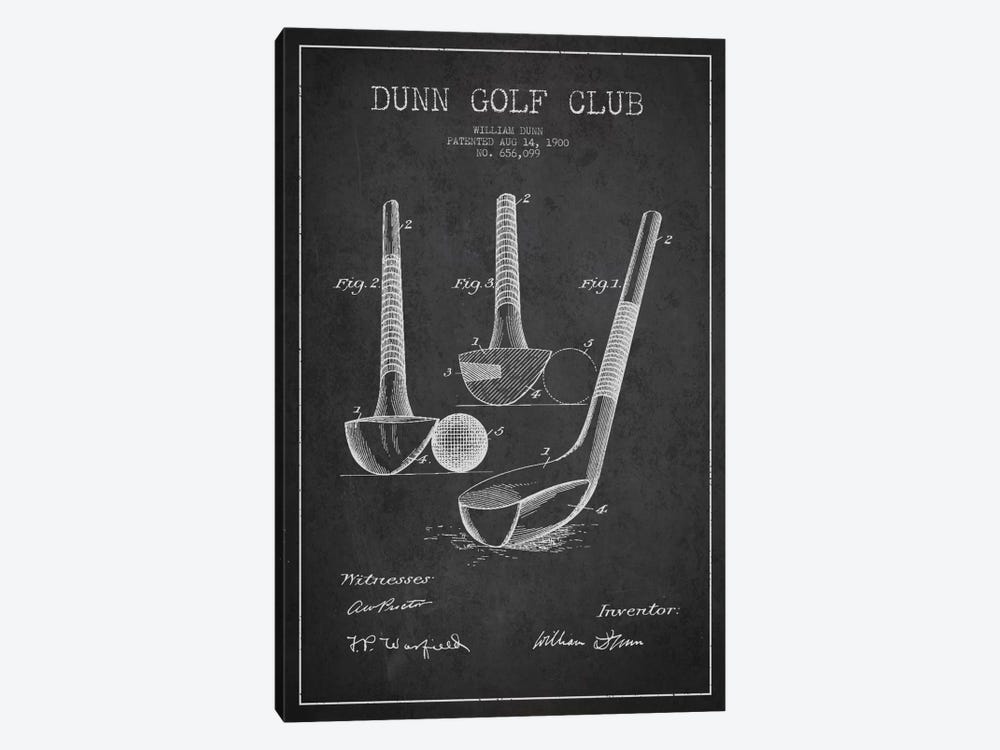 Dunn Golf Club Charcoal Patent Blueprint by Aged Pixel 1-piece Canvas Wall Art