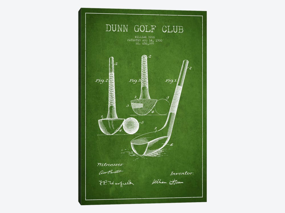 Dunn Golf Club Green Patent Blueprint by Aged Pixel 1-piece Art Print