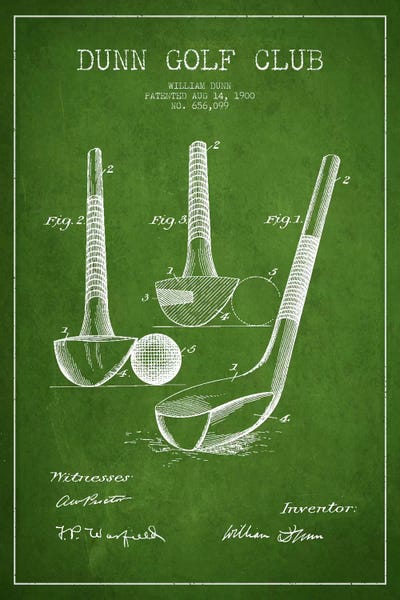 Golf: Dunn Golf Club Green Patent Blueprint by Aged Pixel