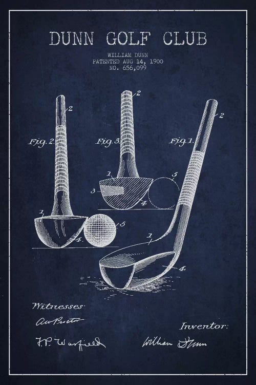 Dunn Golf Club Navy Blue Patent Blueprint by Aged Pixel wall art