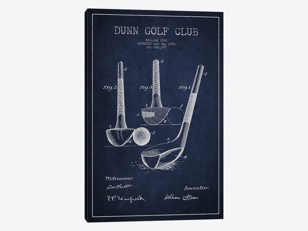 Dunn Golf Club Navy Blue Patent Blueprint by Aged Pixel 1-piece Canvas Art