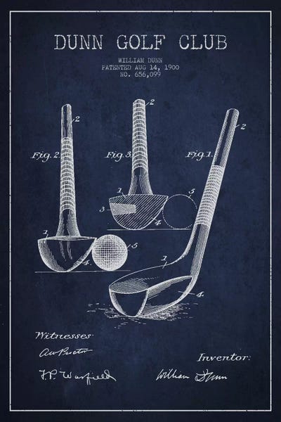 Golf: Dunn Golf Club Navy Blue Patent Blueprint by Aged Pixel