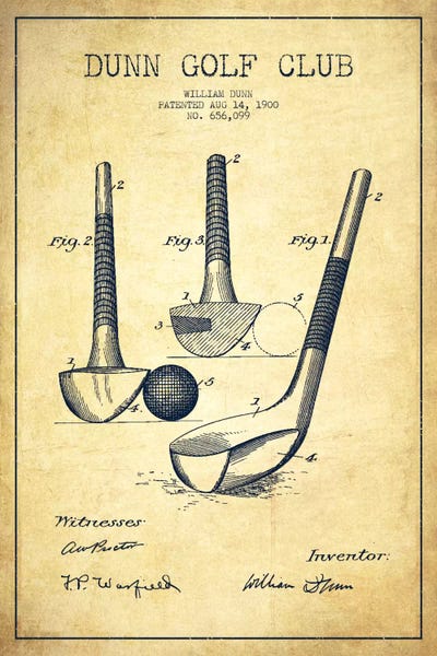 Golf: Dunn Golf Club Vintage Patent Blueprint by Aged Pixel