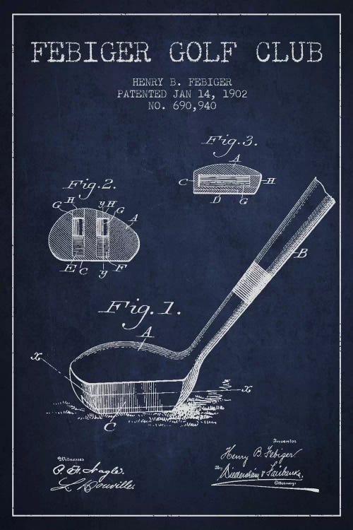 Febiger Golf Club Navy Blue Patent Blueprint