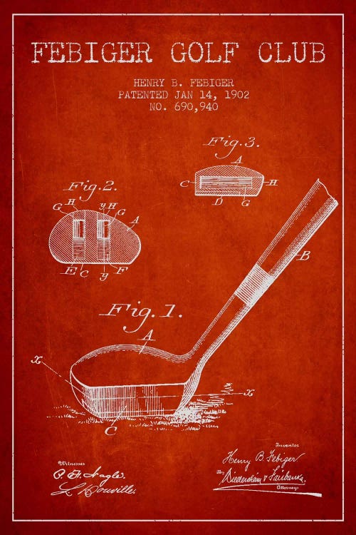 Febiger Golf Club Red Patent Blueprint