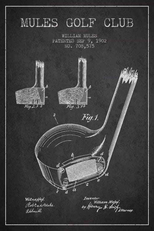 Mules Golf Club Charcoal Patent Blueprint