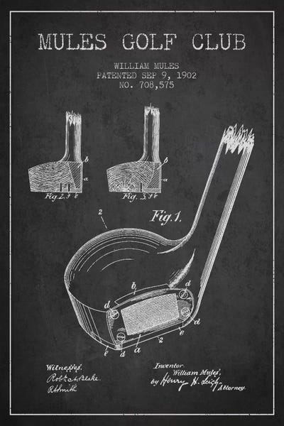 Golf: Mules Golf Club Charcoal Patent Blueprint by Aged Pixel