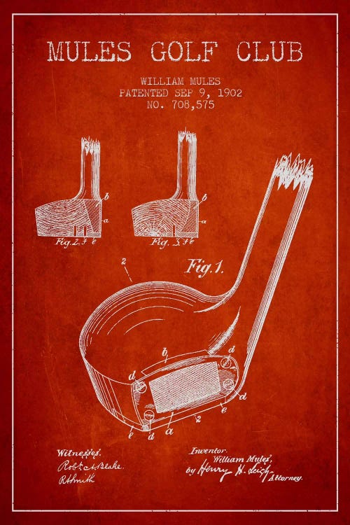 Mules Golf Club Red Patent Blueprint