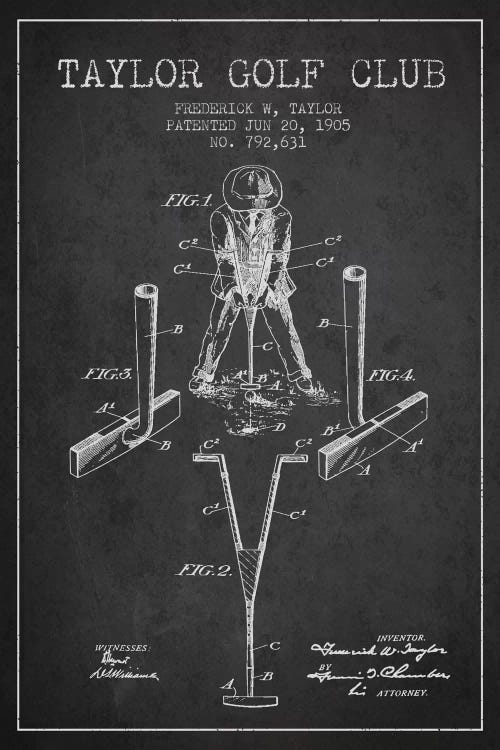 Taylor Golf Club Charcoal Patent Blueprint