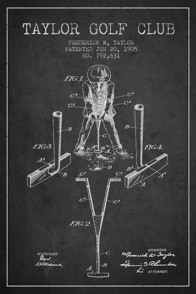Golf: Taylor Golf Club Charcoal Patent Blueprint by Aged Pixel