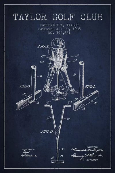 Golf: Taylor Golf Club Navy Blue Patent Blueprint by Aged Pixel