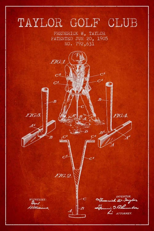 Taylor Golf Club Red Patent Blueprint