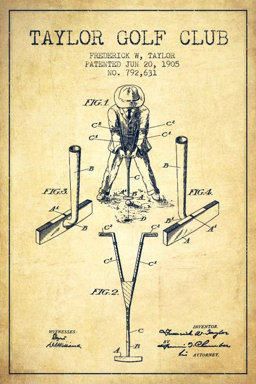 Taylor Golf Club Vintage Patent Blueprint