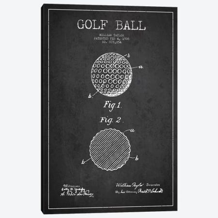 Golf Ball Charcoal Patent Blueprint Canvas Print #ADP2185} by Aged Pixel Canvas Artwork