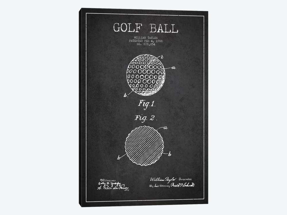 Golf Ball Charcoal Patent Blueprint by Aged Pixel 1-piece Canvas Art