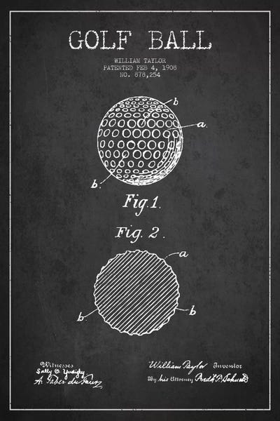 Golf Ball Charcoal Patent Blueprint