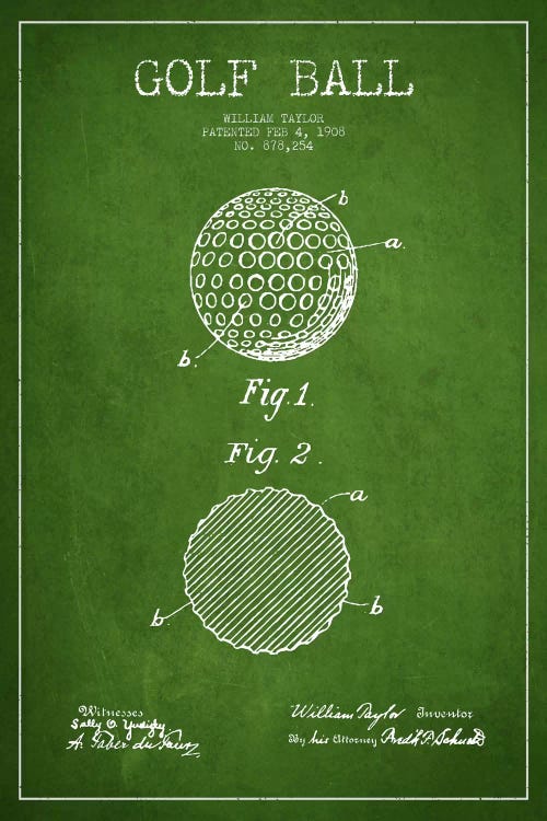 Golf Ball Green Patent Blueprint