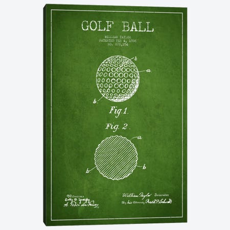 Golf Ball Green Patent Blueprint Canvas Print #ADP2186} by Aged Pixel Canvas Art