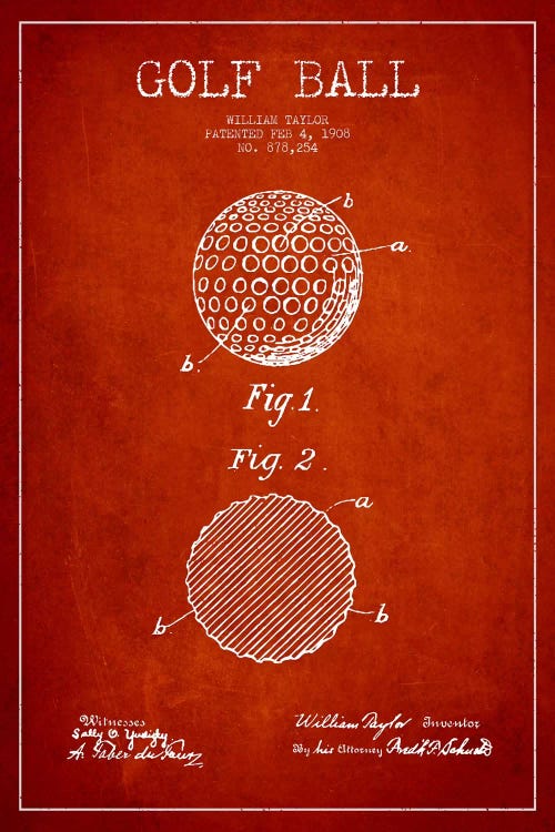 Golf Ball Red Patent Blueprint