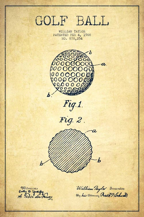 Golf Ball Vintage Patent Blueprint