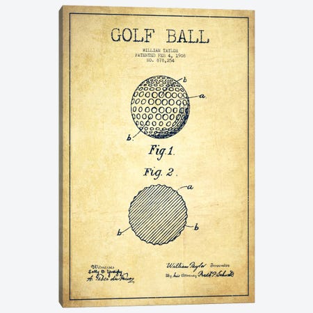 Golf Ball Vintage Patent Blueprint Canvas Print #ADP2189} by Aged Pixel Canvas Print