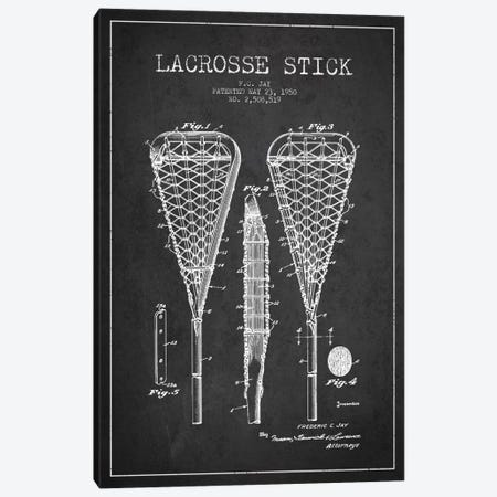 Lacrosse Stick Charcoal Patent Blueprint Canvas Print #ADP2190} by Aged Pixel Canvas Artwork