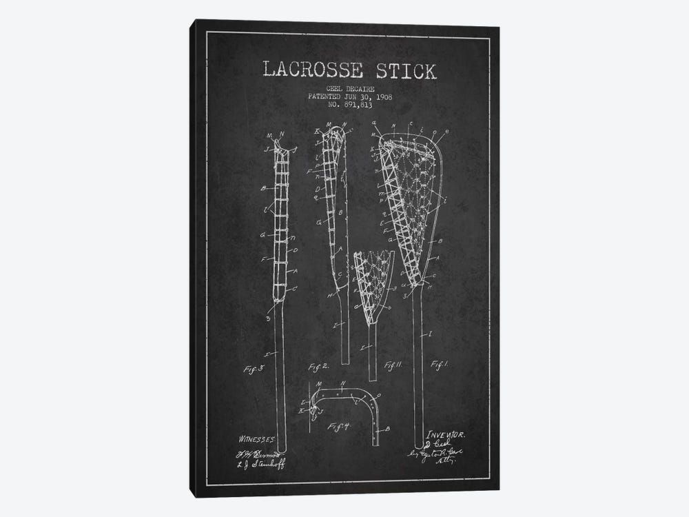 Lacrosse Stick Charcoal Patent Blueprint by Aged Pixel 1-piece Art Print