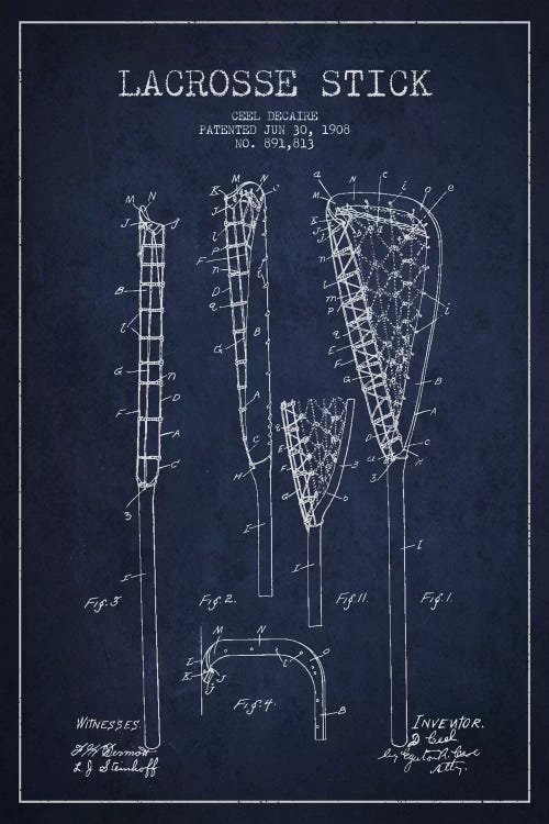 Lacrosse Stick Navy Blue Patent Blueprint