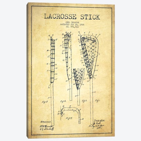 Lacrosse Stick Vintage Patent Blueprint Canvas Print #ADP2199} by Aged Pixel Canvas Art