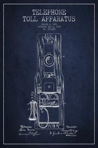 Long Telephone Toll Blue Patent Blueprint
