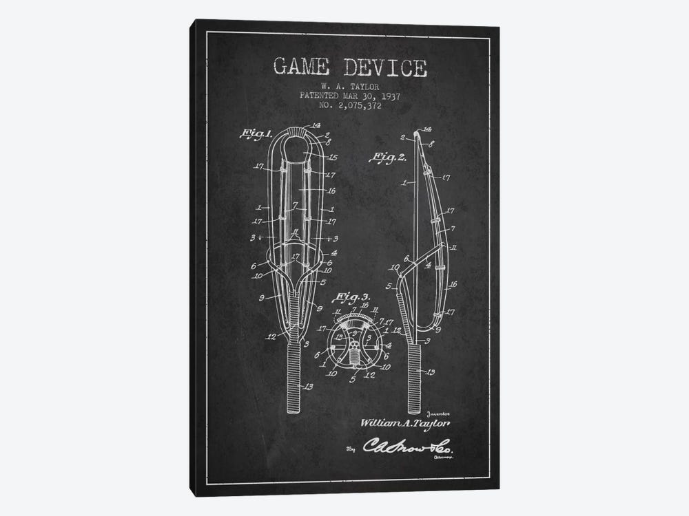 Game Device Charcoal Patent Blueprint by Aged Pixel 1-piece Canvas Art Print