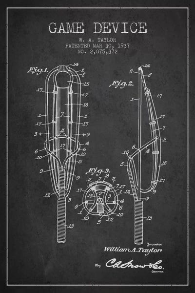 Sports Blueprints: Game Device Charcoal Patent Blueprint by Aged Pixel