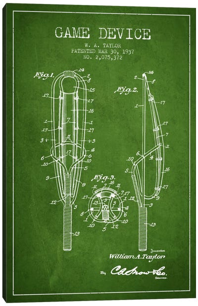 Game Device Green Patent Blueprint Canvas Art Print - Lacrosse