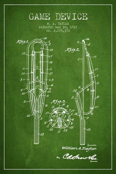 Lacrosse: Game Device Green Patent Blueprint by Aged Pixel