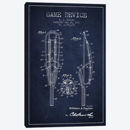 Game Device Navy Blue Patent Blueprint Canvas Print #ADP2202} by Aged Pixel Canvas Wall Art