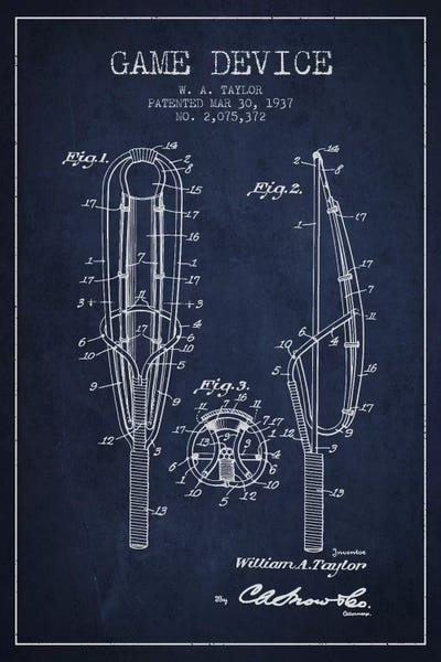 Lacrosse: Game Device Navy Blue Patent Blueprint by Aged Pixel