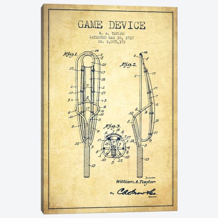 Game Device Vintage Patent Blueprint Canvas Print #ADP2204} by Aged Pixel Canvas Art Print