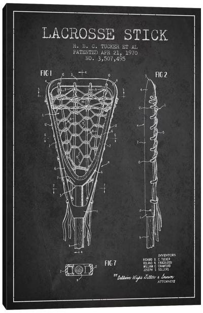 Lacrosse Stick Charcoal Patent Blueprint Canvas Art Print - Lacrosse Art