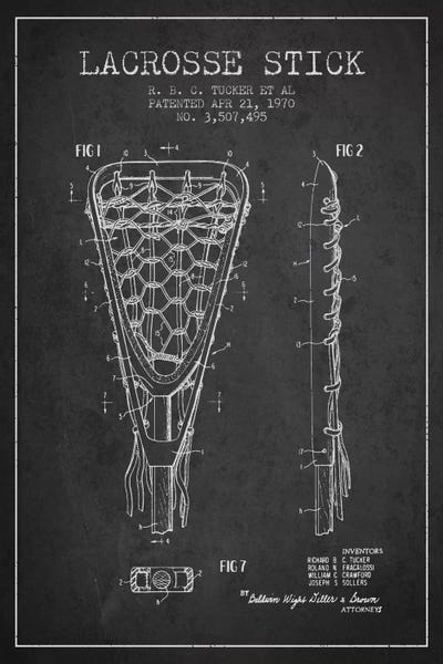 Lacrosse: Lacrosse Stick Charcoal Patent Blueprint by Aged Pixel
