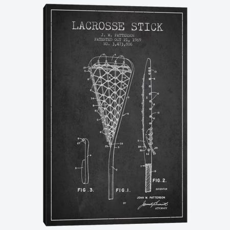 Lacrosse Stick Charcoal Patent Blueprint Canvas Print #ADP2210} by Aged Pixel Canvas Art Print