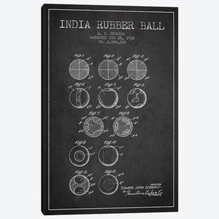 India Rubber Ball Charcoal Patent Blueprint Canvas Print #ADP2215} by Aged Pixel Canvas Wall Art