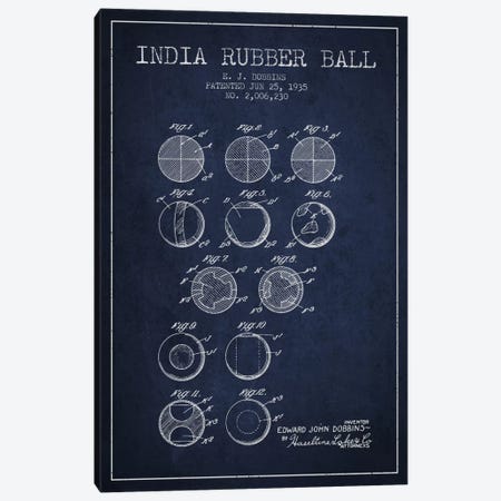 India Rubber Ball Navy Blue Patent Blueprint Canvas Print #ADP2217} by Aged Pixel Canvas Artwork
