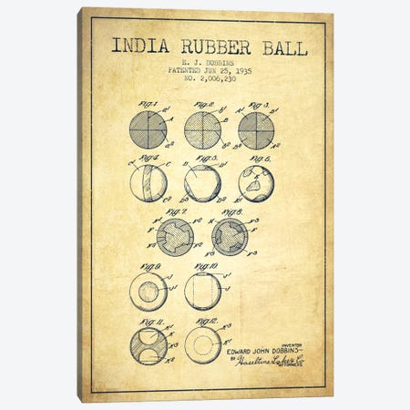 India Rubber Ball Vintage Patent Blueprint Canvas Print #ADP2219} by Aged Pixel Canvas Print