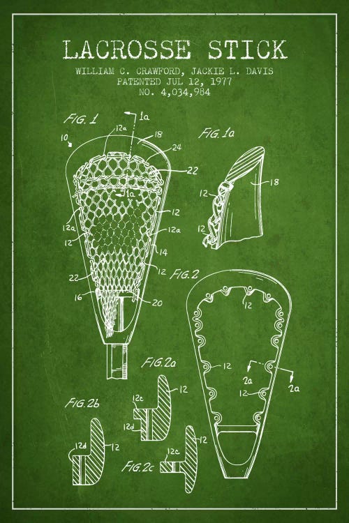 Lacrosse Stick Green Patent Blueprint