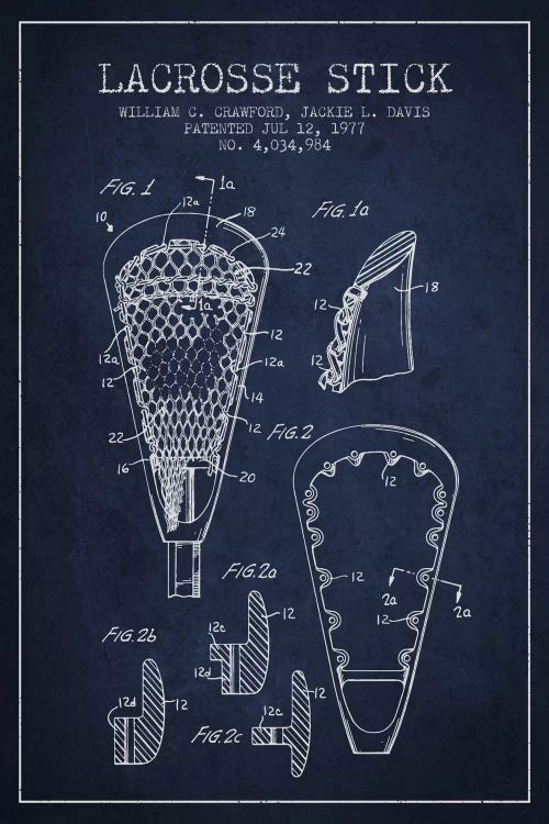 Lacrosse Stick Navy Blue Patent Blueprint