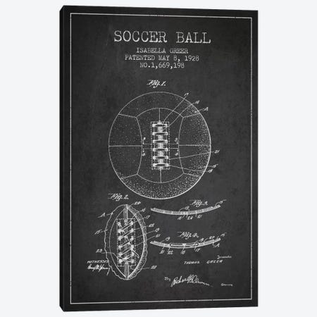 Soccer Ball Charcoal Patent Blueprint Canvas Print #ADP2225} by Aged Pixel Art Print
