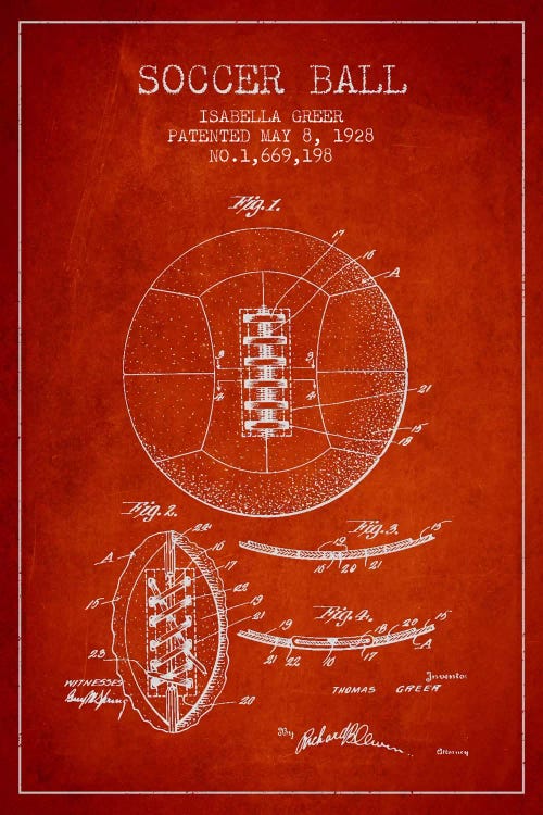 Soccer Ball Red Patent Blueprint