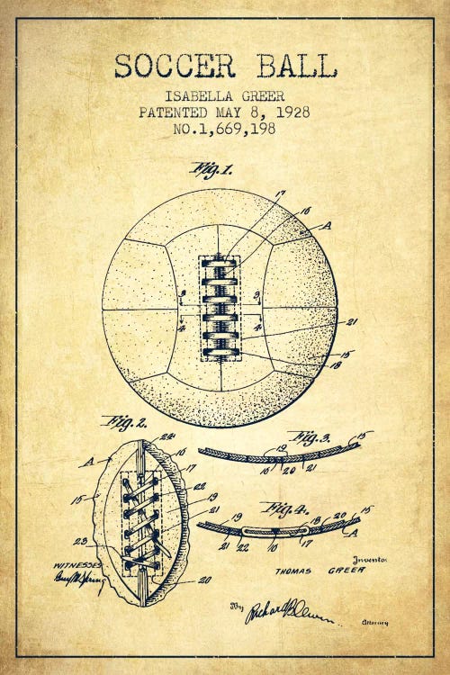 Soccer Ball Vintage Patent Blueprint