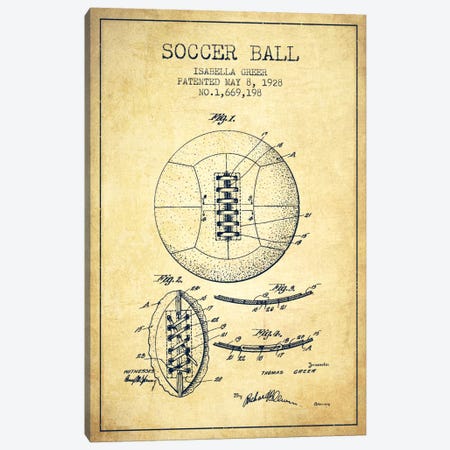 Soccer Ball Vintage Patent Blueprint Canvas Print #ADP2229} by Aged Pixel Canvas Artwork