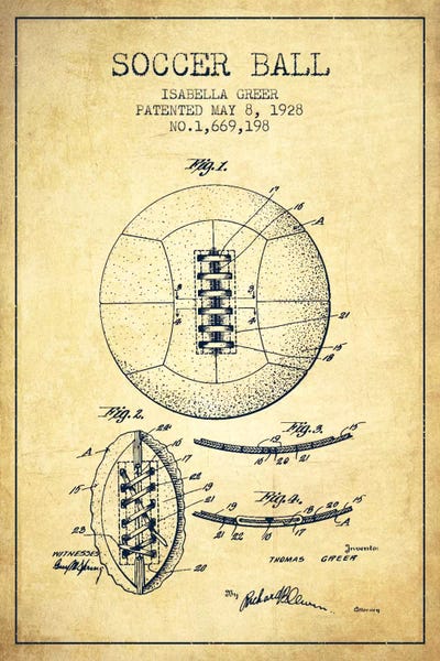 Sports Blueprints: Soccer Ball Vintage Patent Blueprint by Aged Pixel